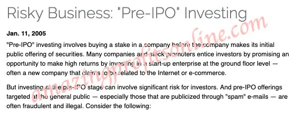 Pre IPO Issuance of skyway capital